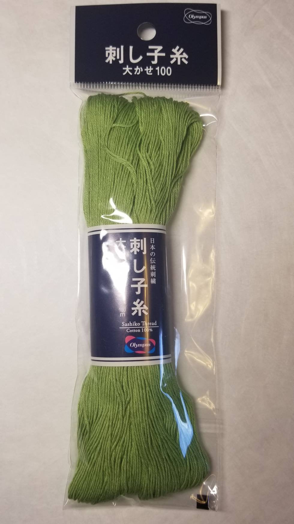 Olympus #107 Japanese cotton Sashiko thread LIME GREEN 100 meter skein