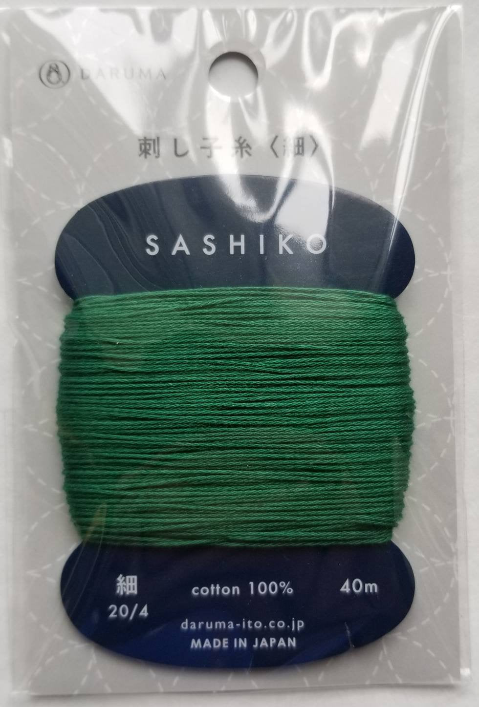 Daruma #208 BAMBOO GREEN Japanese Cotton SASHIKO thread 40 meter card 20/4