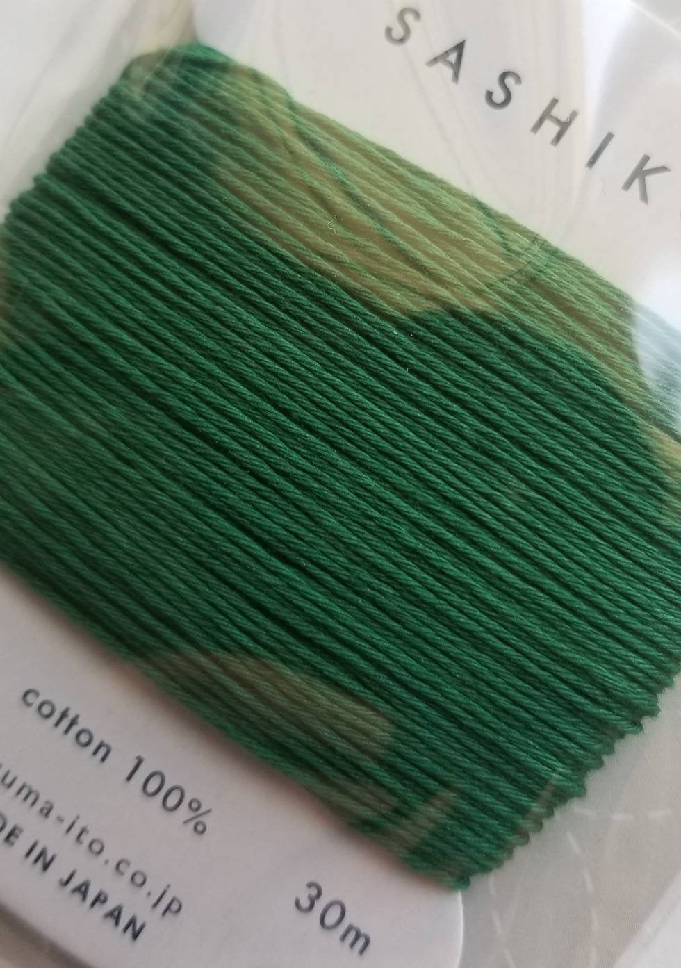 Daruma #208 BAMBOO GREEN Japanese Cotton SASHIKO thread 30 meter skein 20/6