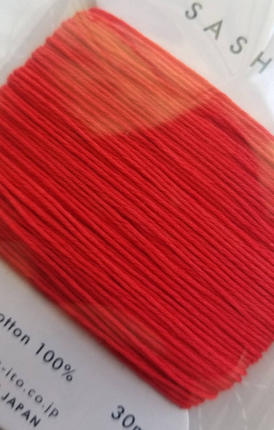 Daruma #213 RED Japanese Cotton SASHIKO thread 30 meter skein 20/6