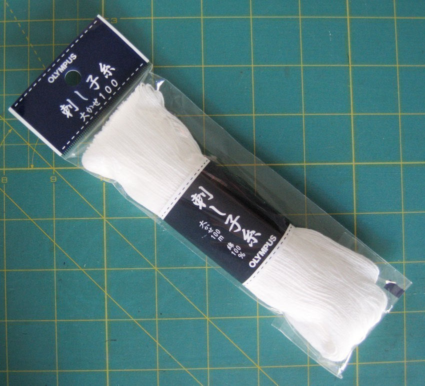 Olympus #101 Japanese Cotton Sashiko thread WHITE 100 meter skein