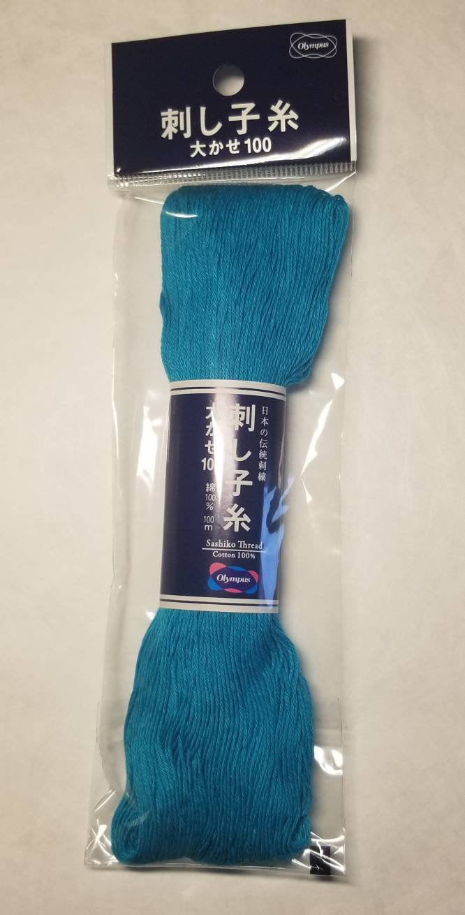 Olympus #112 Japanese cotton Sashiko thread TURQUOISE 100 meter skein