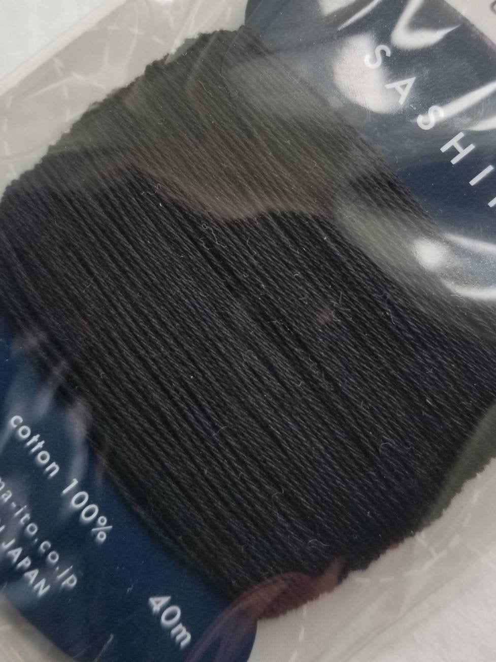 Daruma #219 BLACK Japanese Cotton SASHIKO thread 40 meter skein 20/4