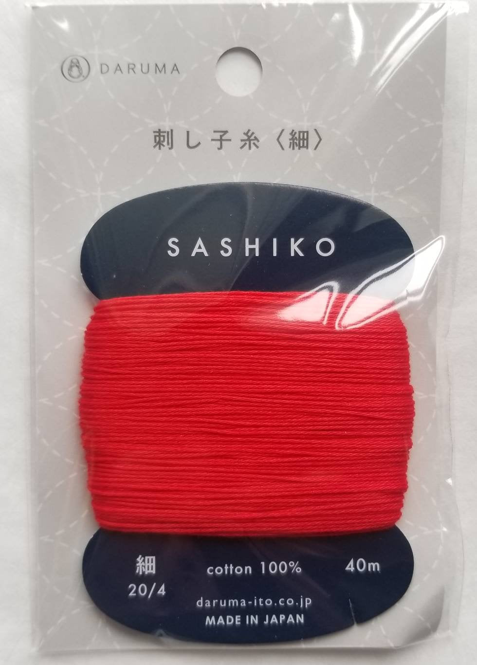Daruma #213 RED Japanese Cotton SASHIKO thread 40 meter card 20/4 赤 red