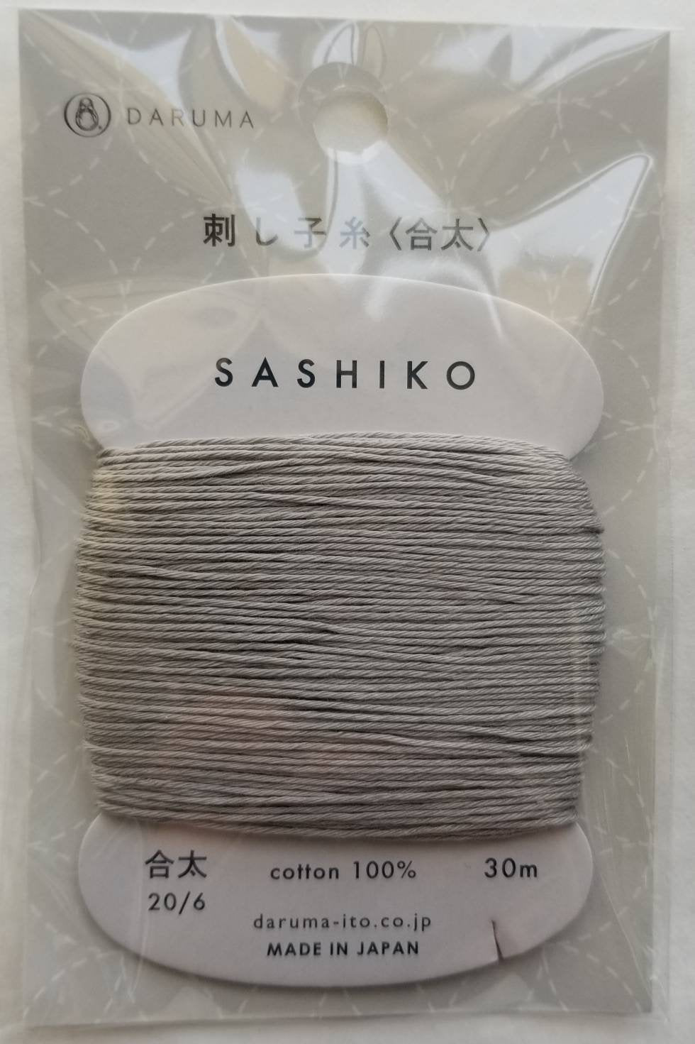 Daruma #217 WHITE GRAY Japanese Cotton SASHIKO thread 30 meter skein 20/6