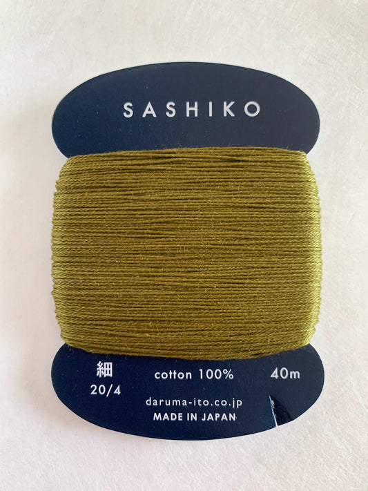 Daruma #228 WARBLER Japanese Cotton SASHIKO thread 40 meter card 20/4 うぐいす olive