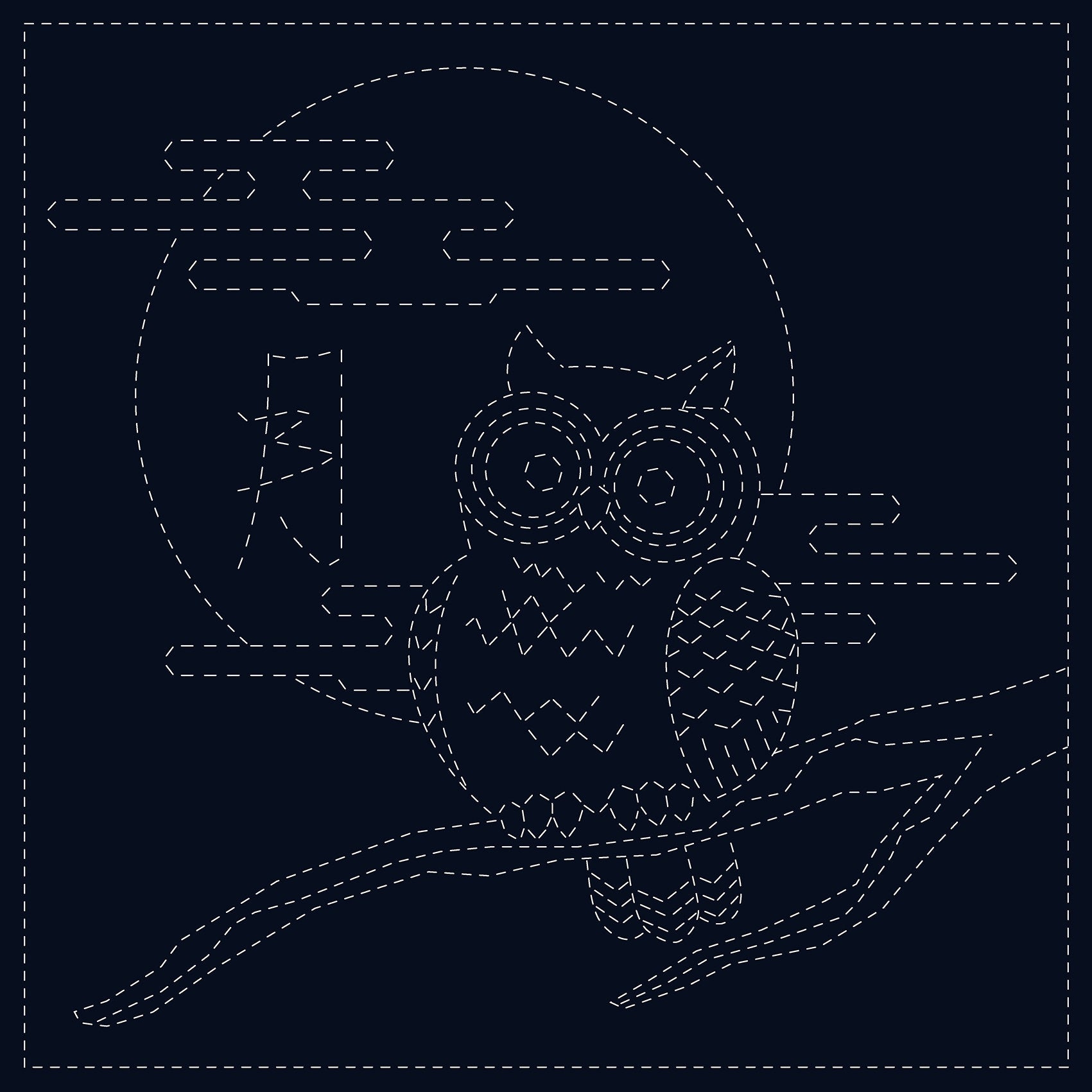 QH Textiles - Owl #8 Cotton Sashiko Fukin Sampler Cloth - Navy