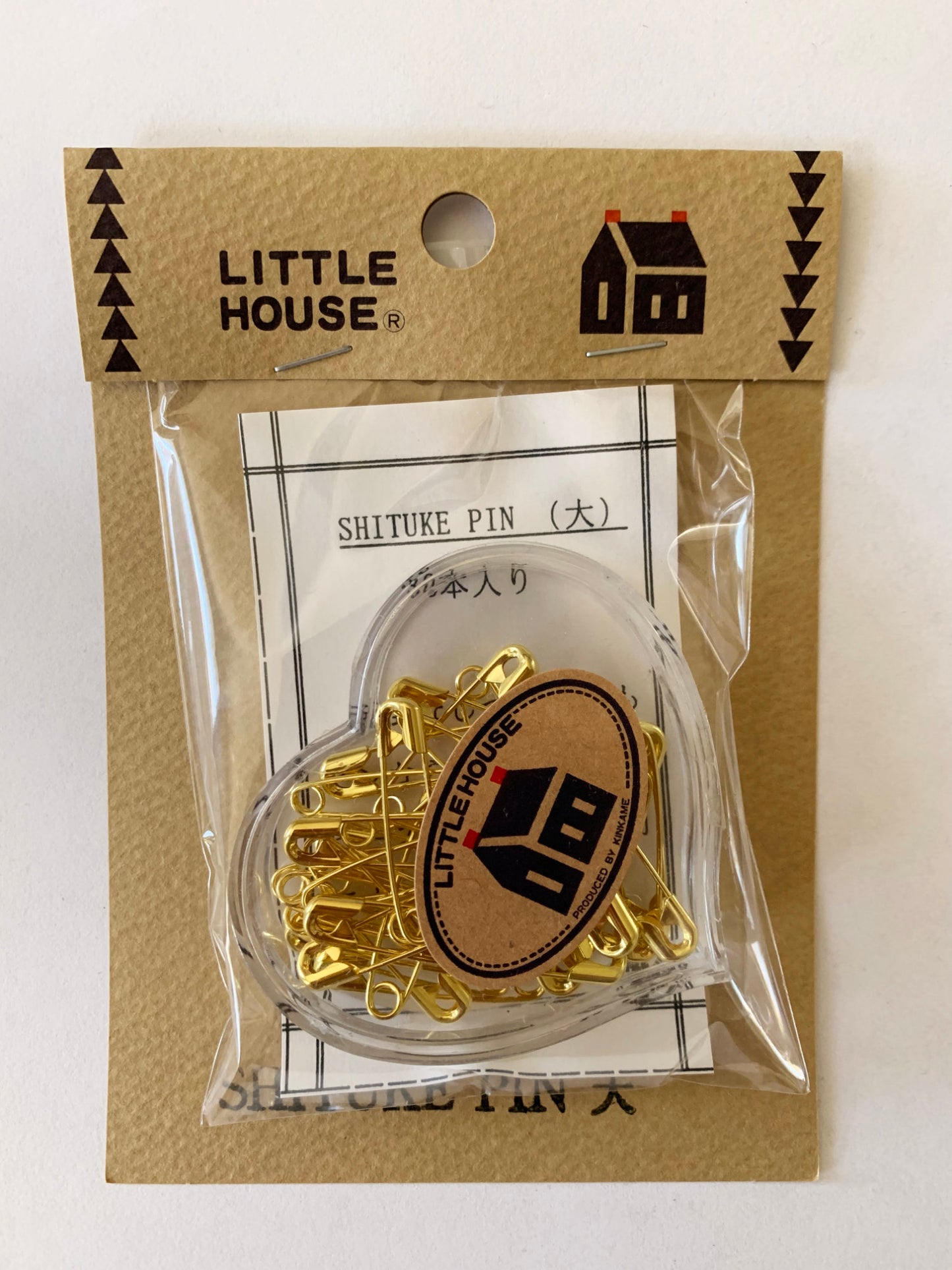 Little House Shituke したけ Golden Heart Safety Pin made in Japan　
