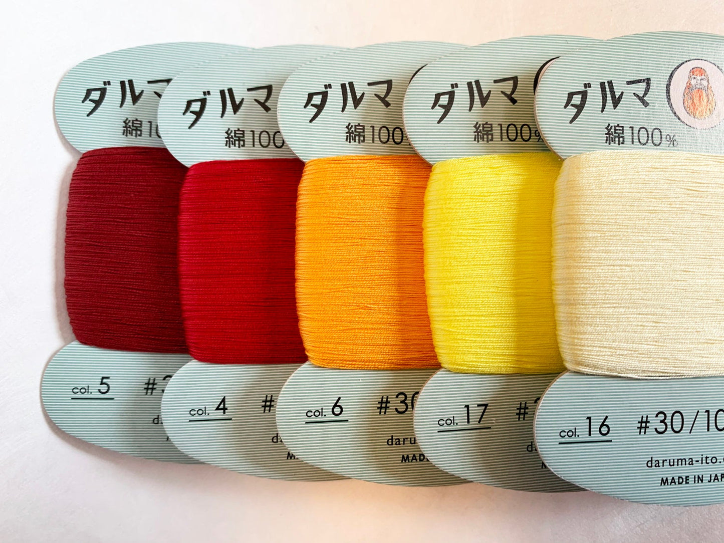Daruma Home Thread Color #17 Lemon Yellow Hand Sewing Thread Japanese Cotton 100 meter skein size #30