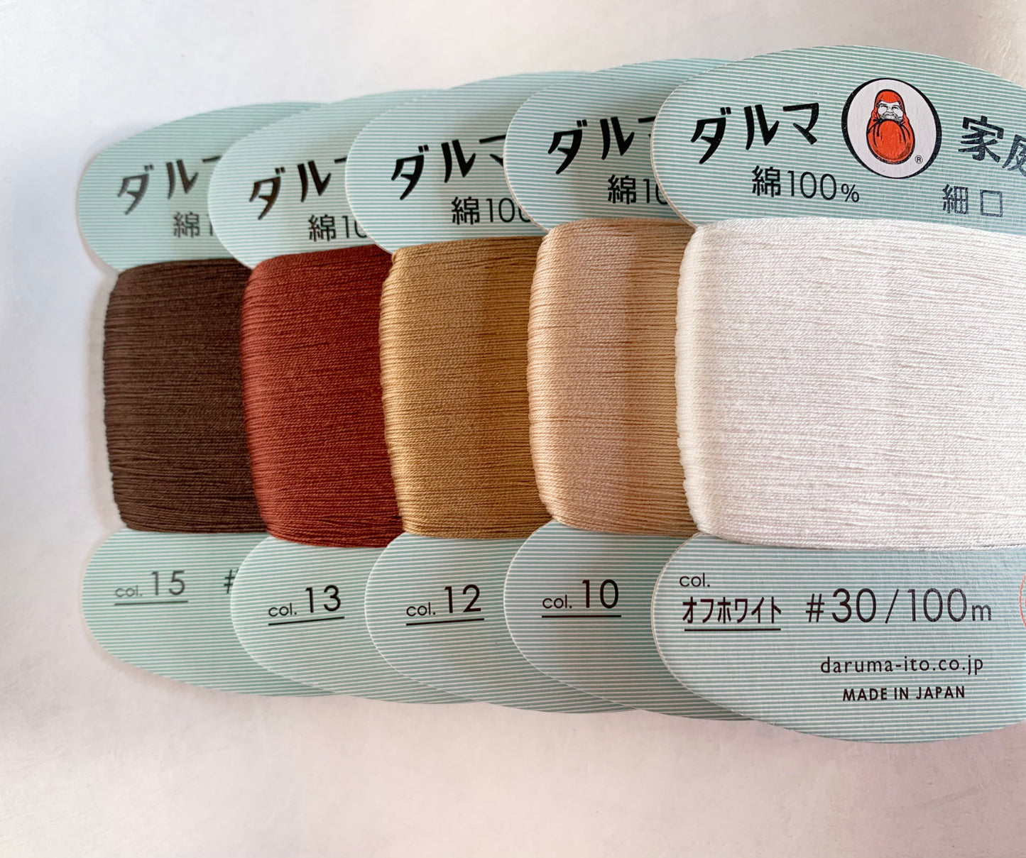 Daruma Home Thread Color #15 Mocha Brown Hand Sewing Thread Japanese Cotton 100 meter skein size #30