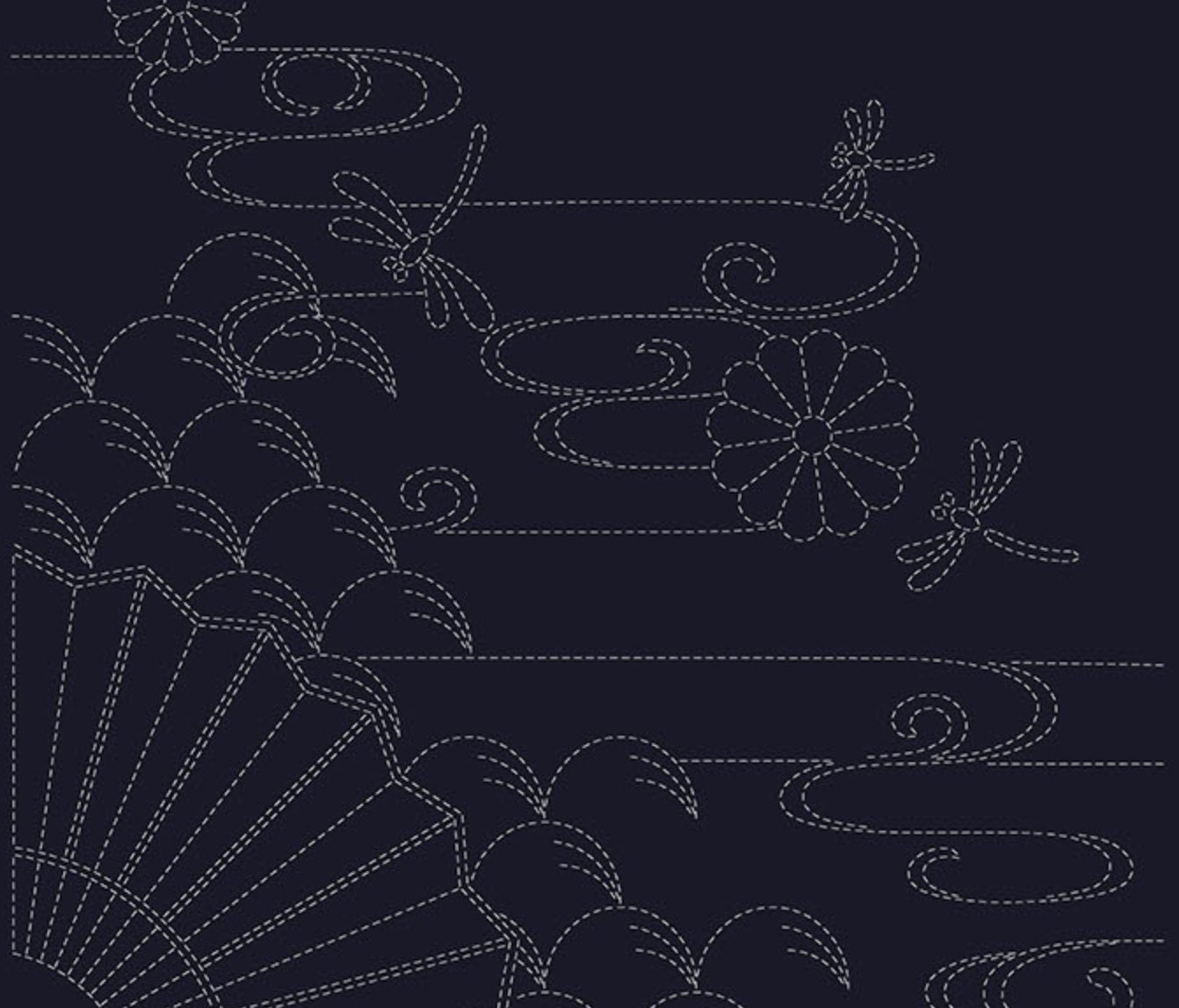 QH Textiles - Autumn Sky Sashiko Washout Fabric Panel - Navy