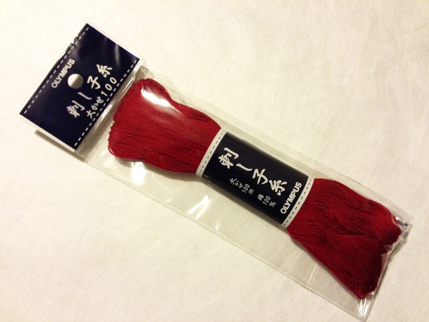 Olympus #104 Japanese cotton Sashiko thread DARK RED 100 meter skein