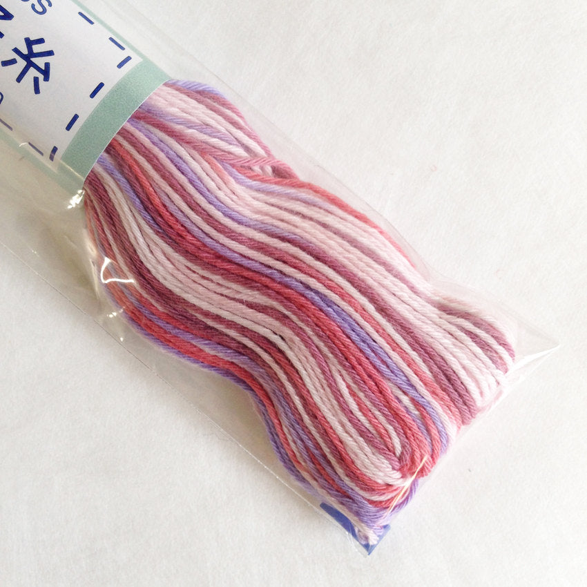 Olympus #73 VARIEGATED PINK LAVENDER Japanese cotton sashiko thread 20 meter skein