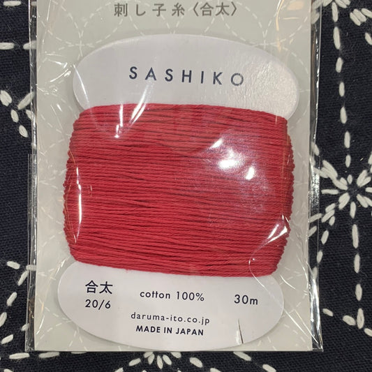 Daruma #221 MADDER RED Japanese Cotton SASHIKO thread 30 meter card 20/6 茜 red