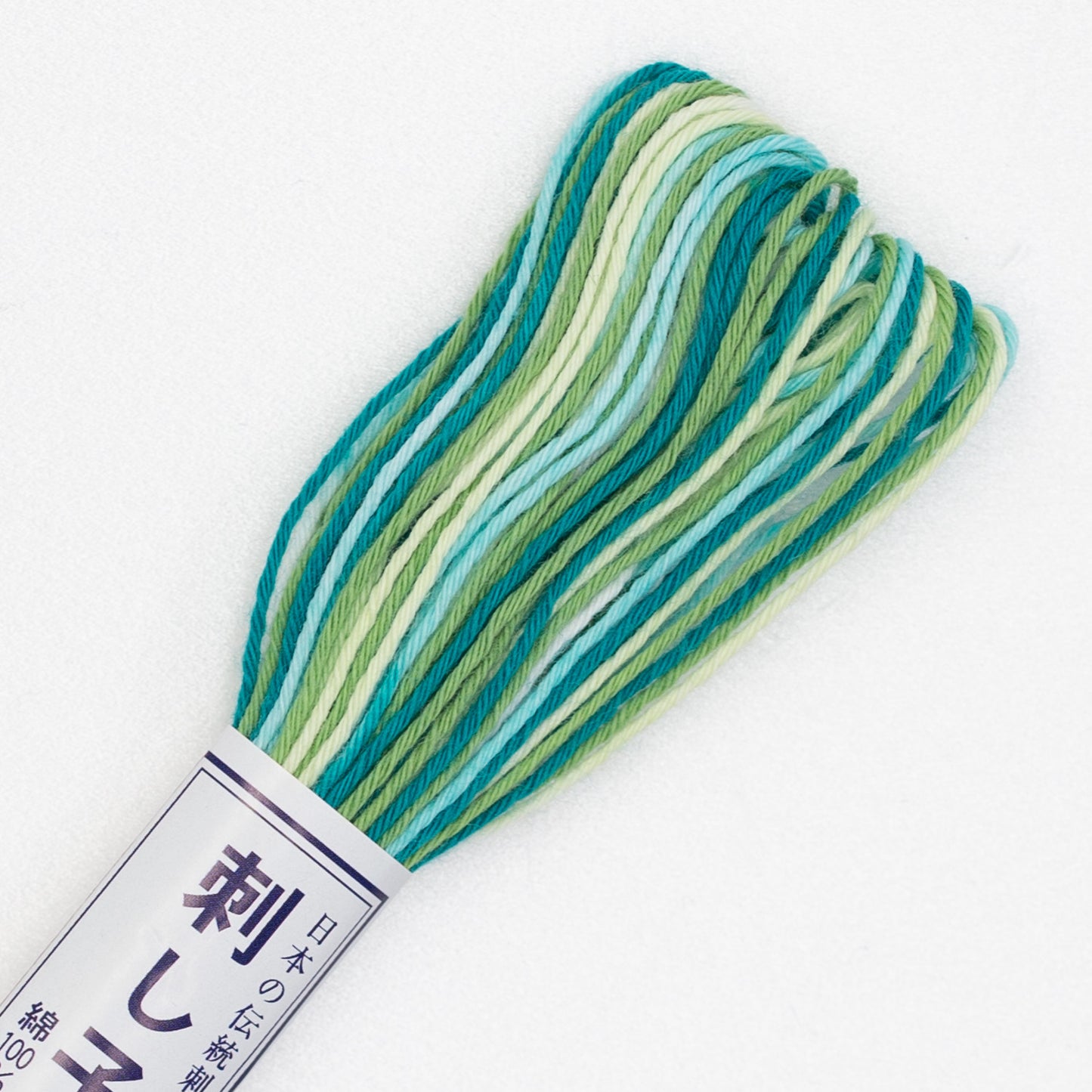 Olympus #51 VARIEGATED GREEN WHITE Japanese Cotton Sashiko thread 20 meter skein