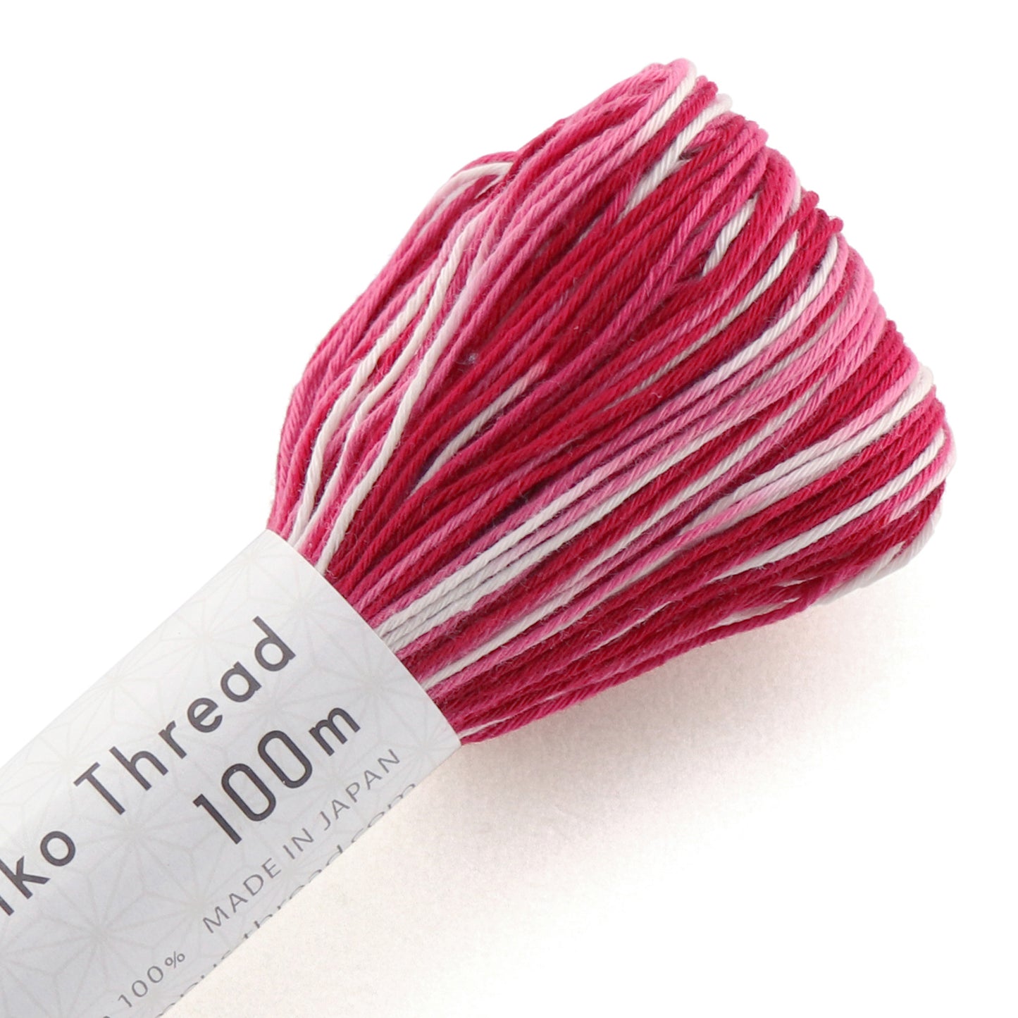 Olympus #152 Japanese cotton sashiko thread 100 meter skien variegated white pink red